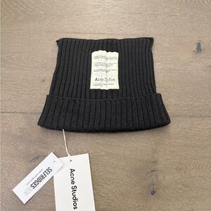 Acne Black Ribbed Knit Neck Warmer with Label